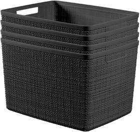 Curver 875160029945 Jute Large Decorative Plastic Organization And Storage Black