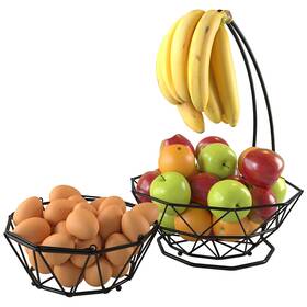 Cuttlelab 355339000094 Fruit Basket With Banana Hanger And Bowl. Kitchen Counter Bowl Wi
