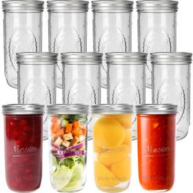 65-01000-237 Cyclemore 24 Oz Wide Mouth Mason Jars Canning - 24oz 12 Pack Clear