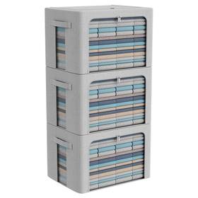 Cyhom 770264071688 3pack Foldable Storage Bins - Frame Box Linen Fabric Stackable