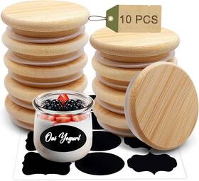 Cy-011 Cymuber Oui Yogurt Jar Lids Leak Proof Wooden Set With Silicone 10 Pack Cy-011 Cymuber Oui Yogurt Jar Lids Leak Proof Wooden Set With Silicone 10 Pack