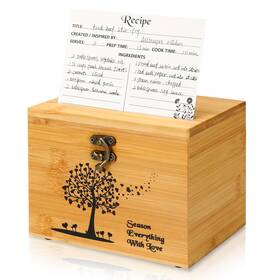 495-7387 Cypherx Bamboo Recipe Box With 50 Blank Cards - 4 6 Inch Card Organizer Box- Gif 495-7387 Cypherx Bamboo Recipe Box With 50 Blank Cards - 4 6 Inch Card Organizer Box- Gif