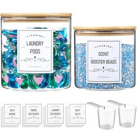 21878941231 Cyykda 2 Pack Laundry Room Organization Glass Jars- Pods Container With Airt