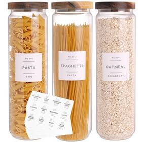 Czzgsm 50oz 3pcs 3 Set Glass Pantry Storage Jars With Acacia Airtight Lid - Thicken