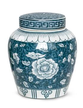 Ct0017cad-01 Dahlia Blue And White Porcelain Tea Canister For Loose Airtight Jingdezh