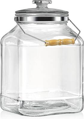 Daitouge 784124533667 2.5 Gallon Glass Jar With Lids 5.5 Inch Opening Heavy Large Storage Clear