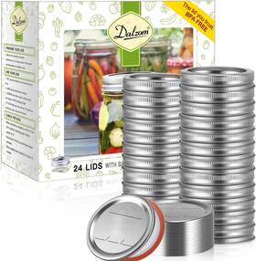 Wlb24 Dalzom 48pcs Canning Lids With Rings Wide Mouth Premium Silver