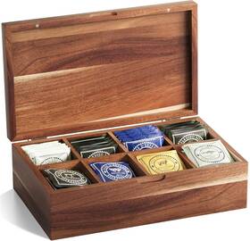 Danfoxer 641320878216 Acacia Wood Tea Bag Organizers And Sugar Packet Storage Chest With Lid Woo