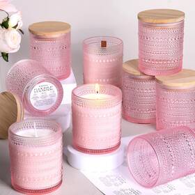 Darjen 7903 12 Pack Pink Candle Jars For Making Candles- 8 Oz Empty Glass M