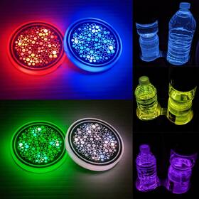 Sky-999 Dazzyd 2 Pcs Led Cup Holder Lights 7 Colors Changing Coasters For Car U Sky-999 Dazzyd 2 Pcs Led Cup Holder Lights 7 Colors Changing Coasters For Car U