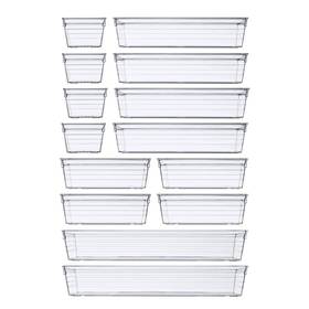 Do-14pc Dca ‎ 14 Pcs Clear Plastic Drawer Organizer Tray For Makeup Kitchen Utensils