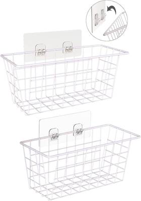 Dtwb2pwh Deertaip Hanging Kitchen Baskets For Storage Adhesive Small Wire 2 Pack White