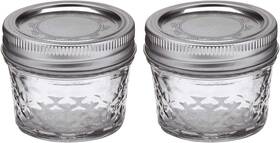 Deflectair 766871530427 Ball Mason 4oz Quilted Jelly Jars With Lids And Bands Set Of 2 Silver