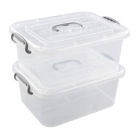 Dehouse 769891079471 8 L Clear Storage Latch Box 2-pack Plastic Lidded Bins