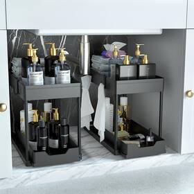 Orger-2 Dekava Under Sink Organizer 2 Pack Bathroom Cabinet Tier Sliding Cab Inch