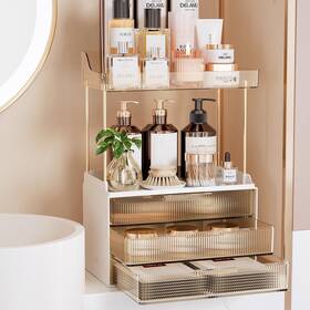 Snj147j Delamu Bathroom Organizers And Storage 2 Tier 3 Drawer Makeup Organizer Coun