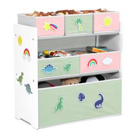 Tb83238gn-1651 Delta Children Store 6 Bin Toy Storage Organizer With Interchangeable Patches Green/pink