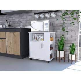 Depot E-shop Llc 791002246090 Munich Microwave Cabinet Kitchen Cart With Casters And 2 Interior Shelves