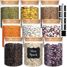 88-01000-105 Dhsbtls Glass Food Storage Containers Jars With Airtight Bamboo Lid 16 Oz 9 Pcs 490 88-01000-105 Dhsbtls Glass Food Storage Containers Jars With Airtight Bamboo Lid 16 Oz 9 Pcs 490
