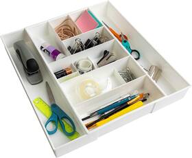 02562 Dial Industries Inc. Expandable Junk Drawer Desk Organizer Storage Tray White
