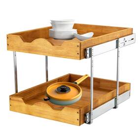 Dindon Dwb141814 2 Tier Pull Out Cabinet Organizer 14 Inch W X 18 D Slide Wood Drawe
