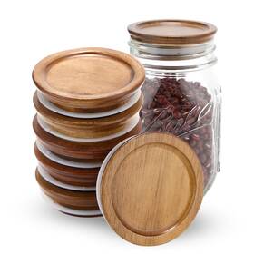 Dingco 774388518258 6 Pack Regular Mouth Mason Jar Lids Reusable Canning Acacia Wooden Dingco 774388518258 6 Pack Regular Mouth Mason Jar Lids Reusable Canning Acacia Wooden