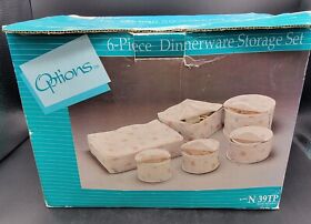 39tp Dinnerware Storage Set 6 Piece Quilted Vinyl Floral Pattern Options Vintage