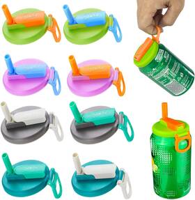 Dipesi 753853535952 8 Pack Color Soda Can Lids With Straws Pop Mixing Colors