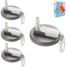 Dipesi 753853994025 4 Pack Reusable Soda Can Lids With Silicone Straws Bpa-free Gray2