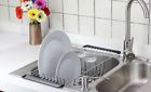 Dish Drainer Rack Over The Sink Kitchen Durable Chrome-plated Steel Black Space 885404079186
