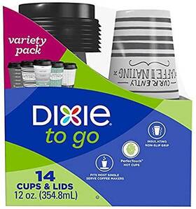 Dixie 042000432955 To Go Coffee Cups And Lids Assorted Designs 14 Count