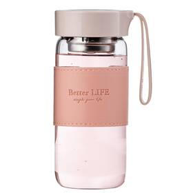 D-1001 Dnienkge Glass Tea Bottle 16 Oz Drinking With Non-slip Holster And Stainless T
