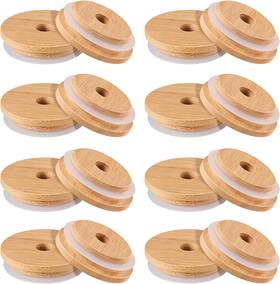 W235310ln7c9c Doitool 16pcs Bamboo Jar Lids With Straw Hole Reusable 70mm