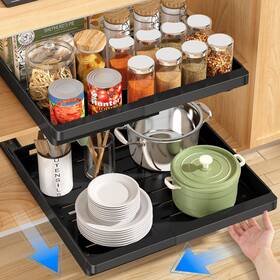 Do-puo-2 Domniu 2 Pack Pull Out Cabinet Organizers Expandable 13ftft-19ftft Slide Drawers