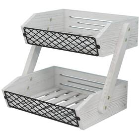 Dh-tfb-01rt Dorhors Fruit Basket For Kitchen 2 Tier Bowl Counter Organizer