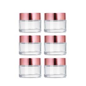 Td0217x6-15 Doromy 6packs 0.5oz/15ml Clear Cosmetic Jars With Rose Gold Caps Reusable Round Smal