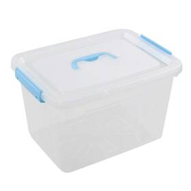 5852 Doryh 12 L Plastic Storage Bin With Lid Clear Transparent Box Handles Set Of 1