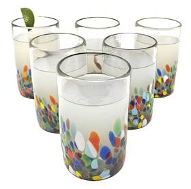 1025836021 Dos Sueñ Os Hand Blown Mexican Drinking Glasses Set Of 6 Confetti Carmen Design Glas