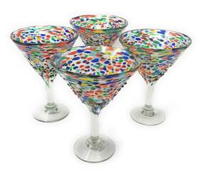 Dos Sueñ Os 732169838612 Mexican Hand Blown Glass Set Of 4 Modern Margarita Glasses