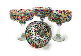 F5-d97x-209l Dos Sueñ Os Mexican Hand Blown Glass Set Of 4 Margarita G