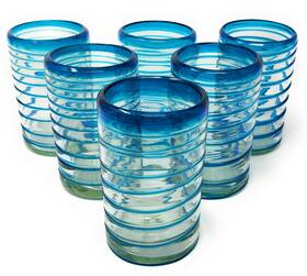 K0-fb1j-je8l Dos Sueñ Os Hand Blown Mexican Drinking Glasses Set Of 6 Wit