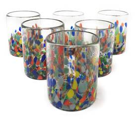 L2-9phr-uc4n Dos Sueñ Os Hand Blown Mexican Drinking Glasses Set Of 6 Confetti Ca