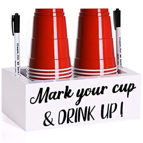 Double Solo Disposable Cup Holder With Marker Slot Party Plastic Mark