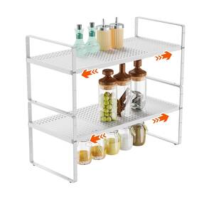 Dpzm-l0509x2b Dpzm 2pack 16.5-27 L Expandable Stackable Cabinet Shelves Adjustable Sp