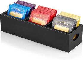 Drastar 445005599563 Tea Bag Holder Black Wooden Organizer Storage Box With 3 Slots
