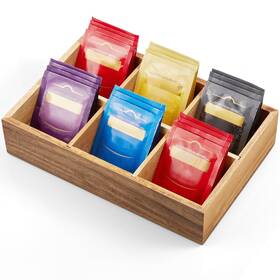 Teaboa-6 Drastar Tea Bag Organizer Acacia Wooden Holder Storage Containe