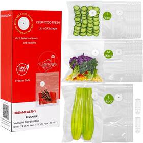 Vp04 Dreamealthy 20 Reusable Vacuum Seal Bags For Food Compatible With Most Handheld S Vp04 Dreamealthy 20 Reusable Vacuum Seal Bags For Food Compatible With Most Handheld S