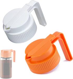 Drsn 765875895174 2 Pack Wide Mouth Mason Jar Flip Cap Lid With Handle Innovative Orange White