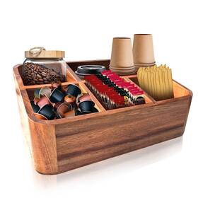 Dstuff 753389409833 Acacia Wood Coffee Station Organizer For Countertop Tea And Holder