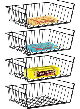 Dveda 764690215013 4 Pack Under Shelf Basket Cabinet Organizer Durable Metal Wire Dveda 764690215013 4 Pack Under Shelf Basket Cabinet Organizer Durable Metal Wire